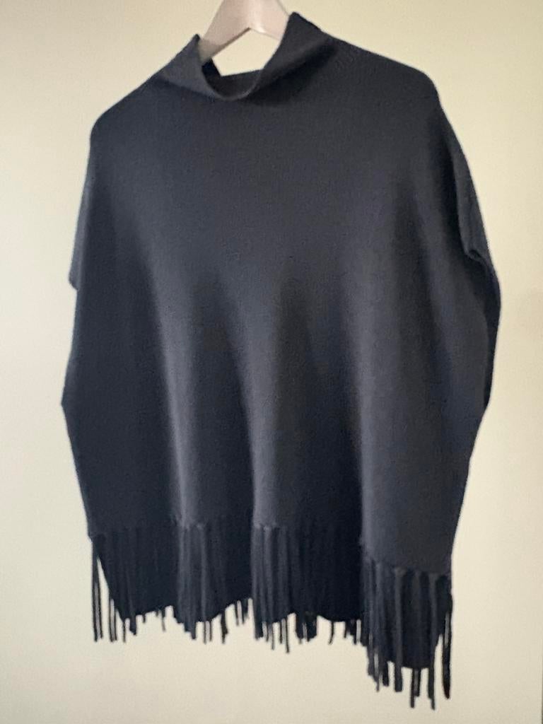 Patrizia Pepe poncho zwart wol 34/36, Kleding | Dames, Ophalen of Verzenden, Zo goed als nieuw