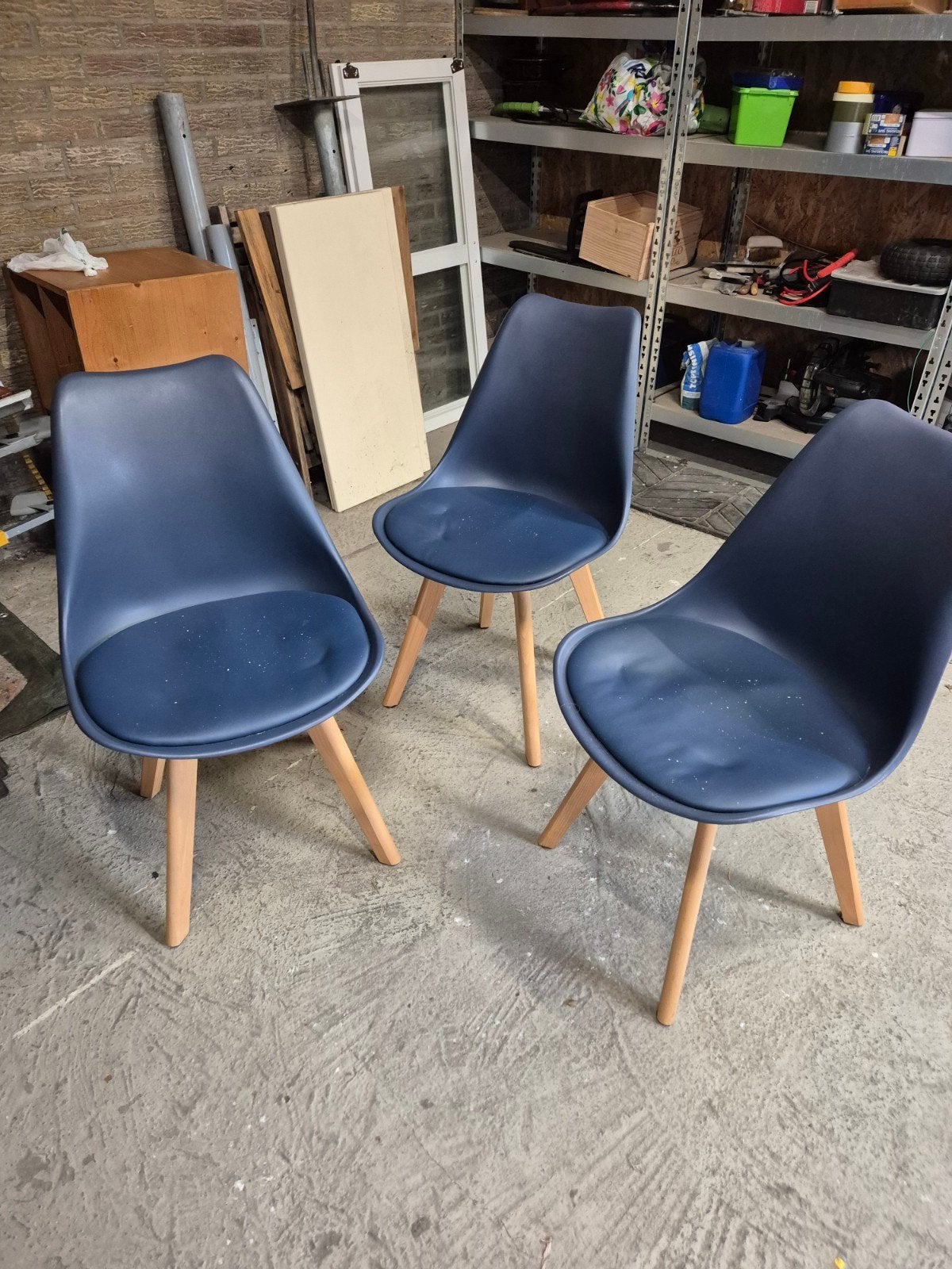 3 gratis blauwe kuipstoelen, Huis en Inrichting, Stoelen, Ophalen