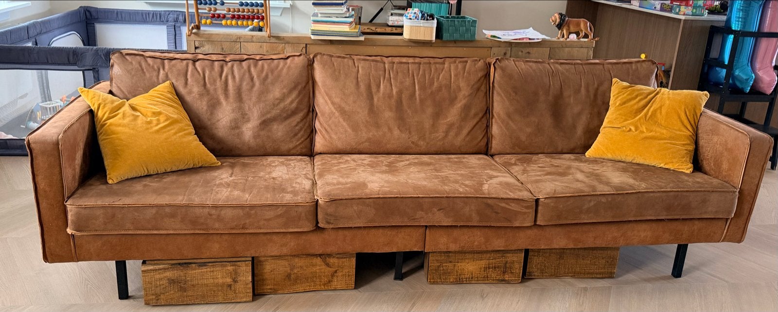 BePureHome Rodeo 3-zits bank met zwart metalen poten, Ophalen, Gebruikt, Driepersoons, 75 tot 100 cm