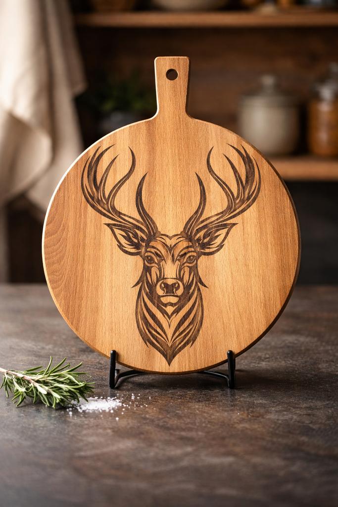 Houten snijplank met hert design - Serveerplank, Ophalen of Verzenden