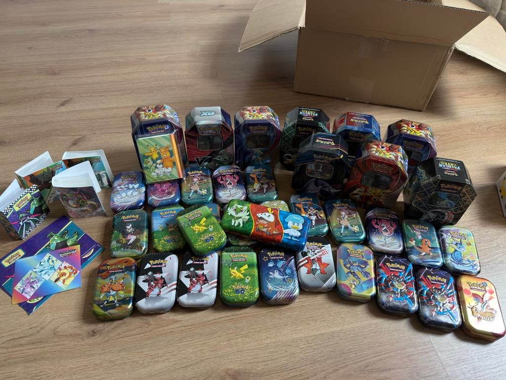 Grote partij Pokémon lege TCG Mini Tins en lege blikken, Ophalen, Zo goed als nieuw