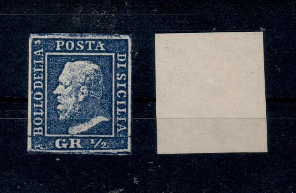 X35B) 1859 Sicilia error 1/2 Gr blauw misdruk MNH geen gar, Verzenden, Postfris