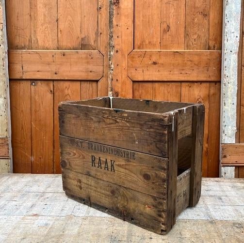 Flessenkrat RAAK hout voor 12 fles origineel, Minder dan 50 cm, Gebruikt, Minder dan 50 cm, Ophalen of Verzenden