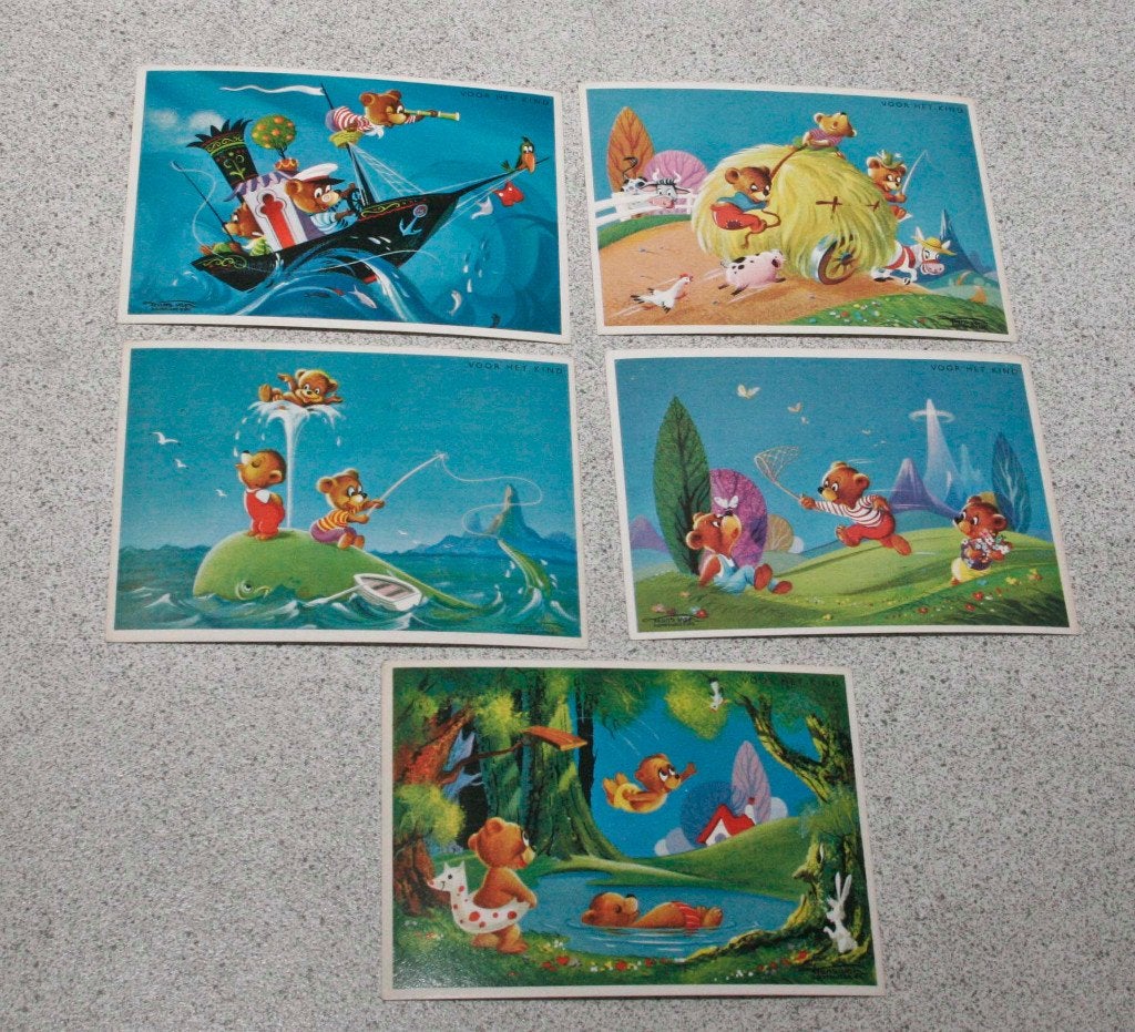 Kaartenset "voor het kind" met beren / beertjes., Ophalen of Verzenden, 1960 tot 1980, Ongelopen, Overige thema's