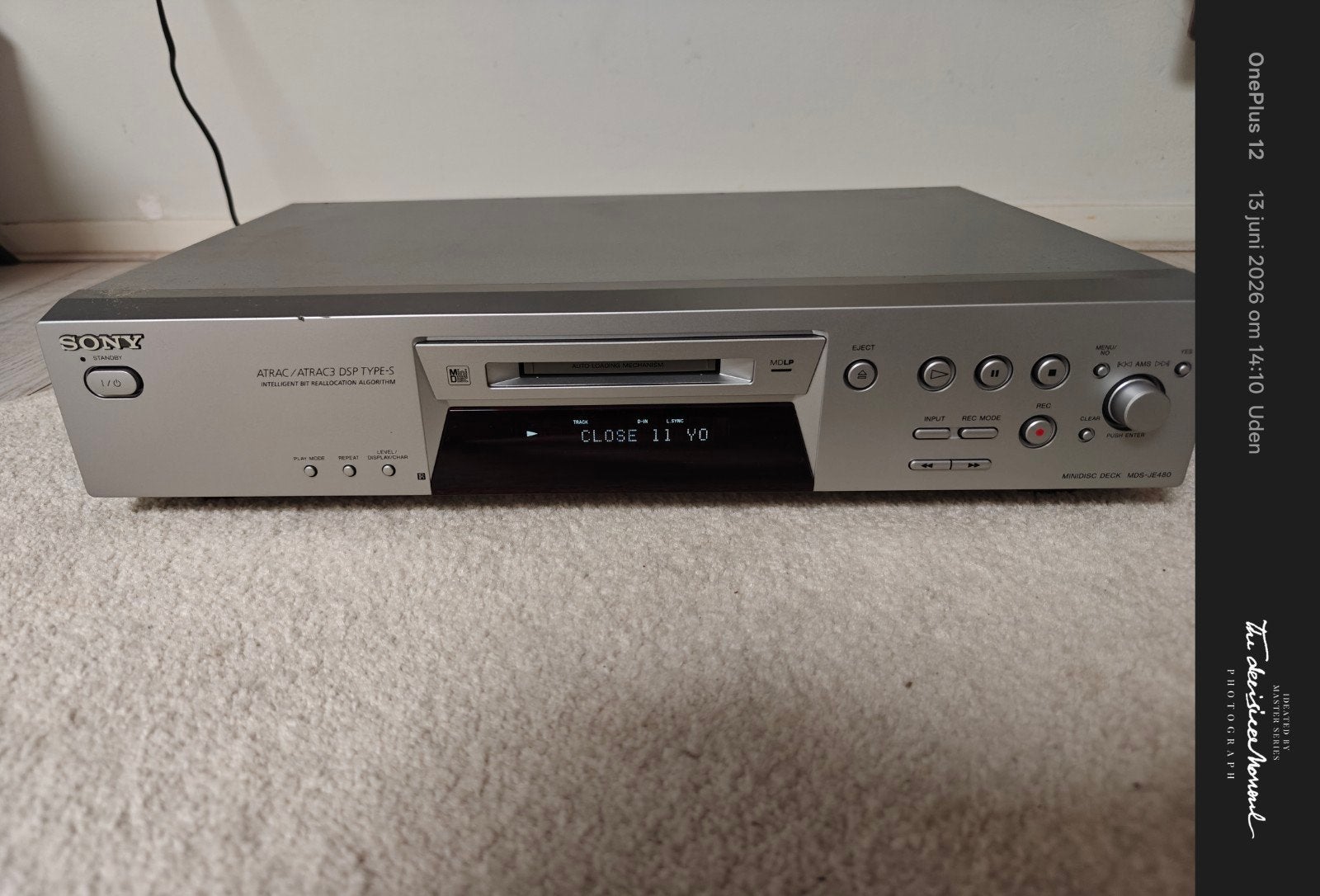 Sony Mds-Je 480 Minidisc Recorder met org. afstandsbediening, Ophalen of Verzenden, Minidisc-recorder