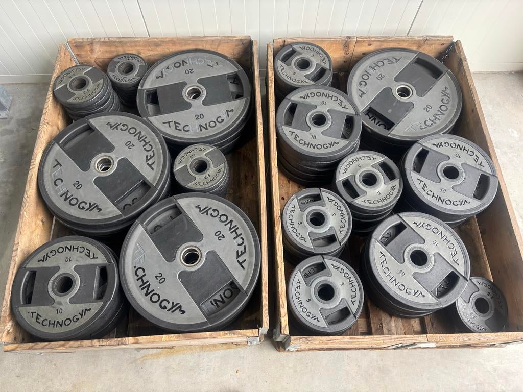 Partij Technogym halterschijven - 707,5 kg - €2,5 per kg, Ophalen, Halterschijven, Technogym, Armen