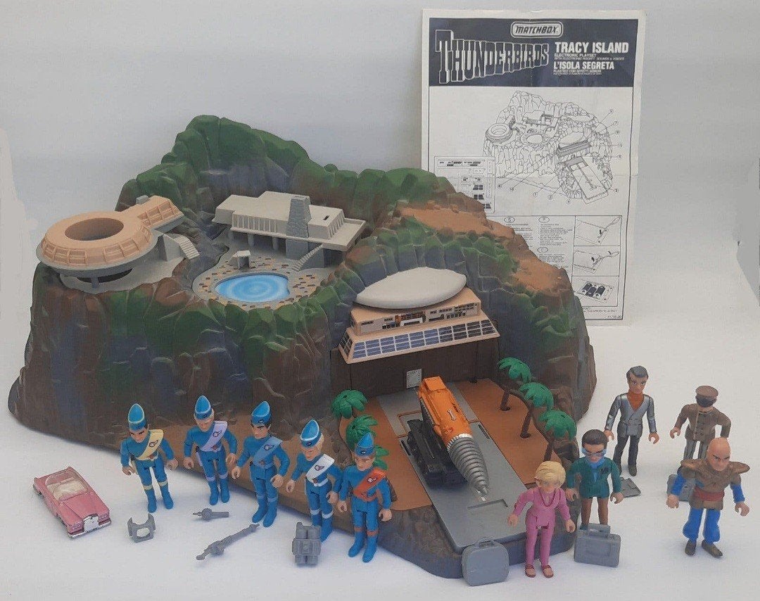 Thunderbirds Eiland + 10 figuren + 2 Voertuigen Matchbox '92, Ophalen of Verzenden, Gebruikt