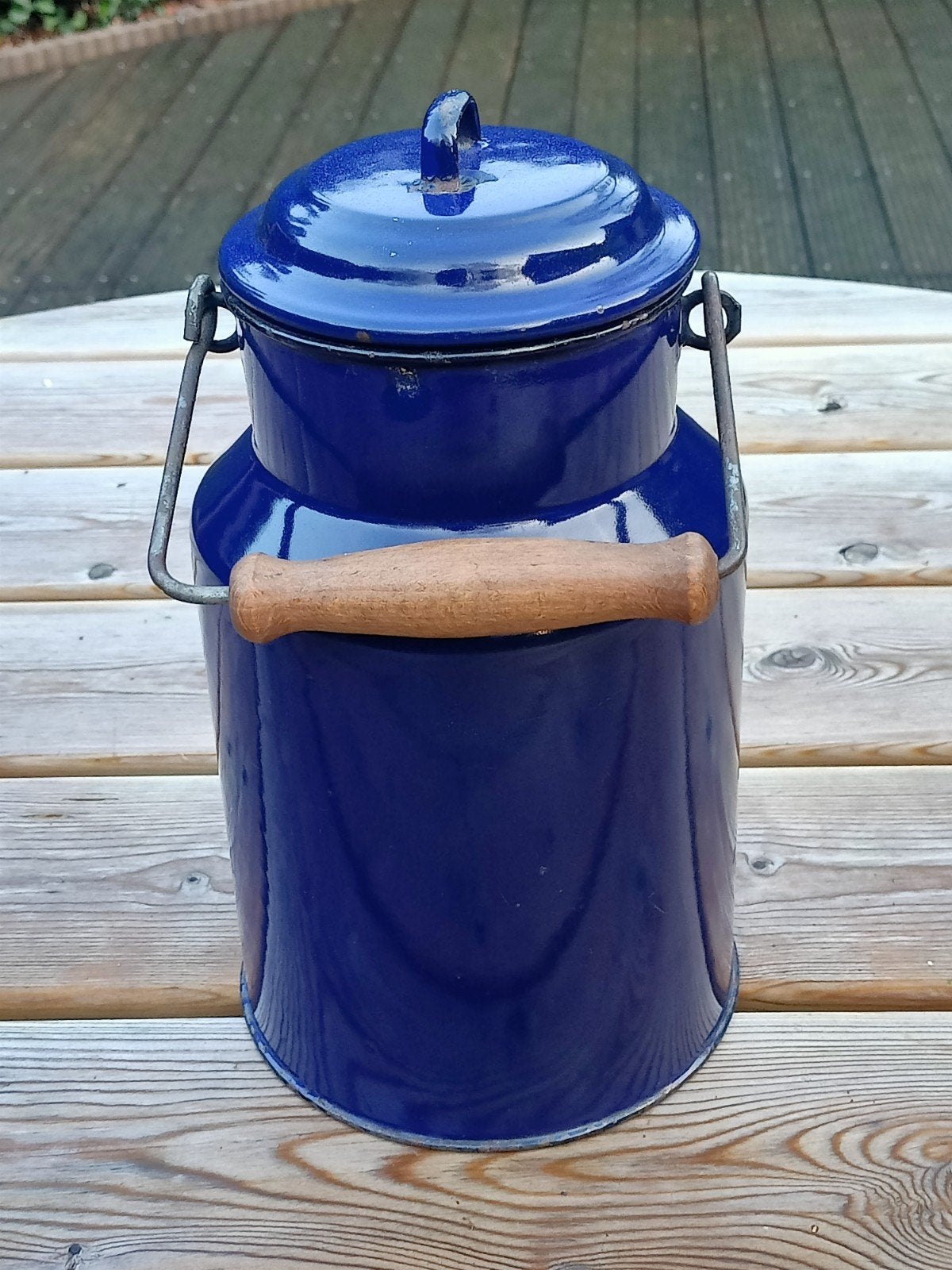 Vintage emaille melkkan donkerblauw, Ophalen of Verzenden