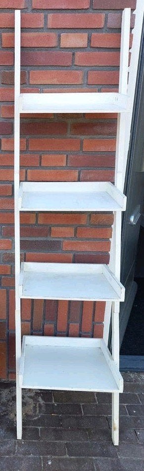 Witte houten ladderrek met 4 planken, Ophalen, Met plank(en), Minder dan 50 cm, Gebruikt