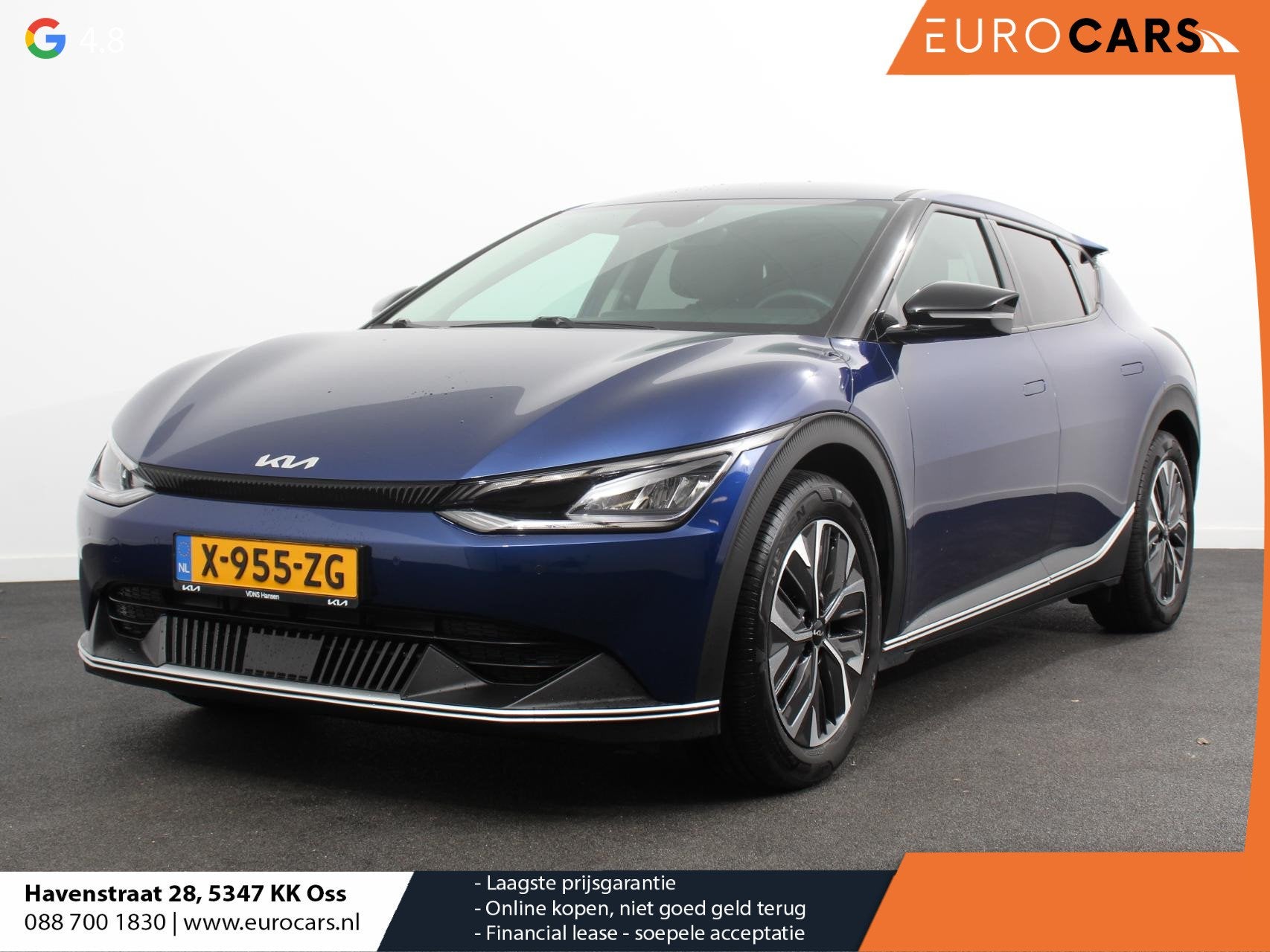 Kia EV6 Light Edition 58 kWh SOH 99% Navigatie Apple Carplay, Auto's, Kia, Automaat, Gebruikt, 750 kg, Blauw