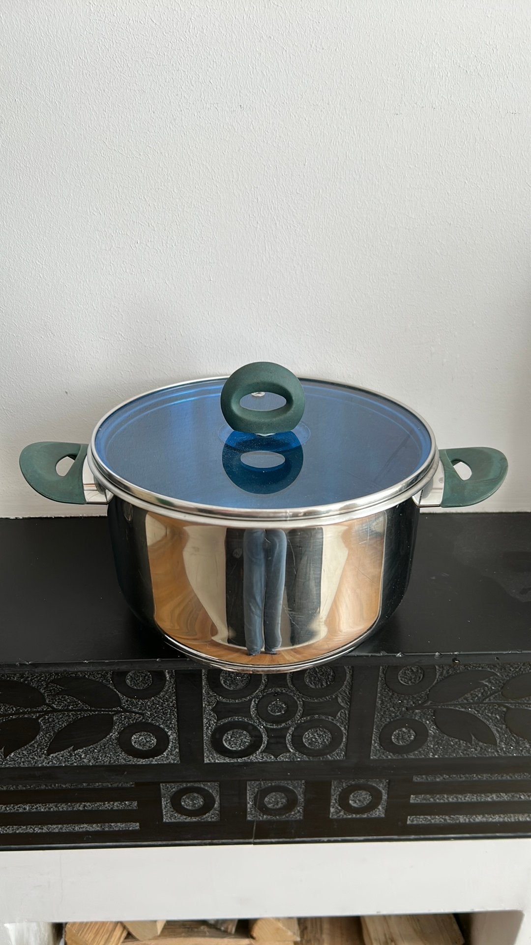 Kookpan met glazen deksel, Ophalen of Verzenden, Gebruikt, Rvs, Kookpan of Snelkookpan