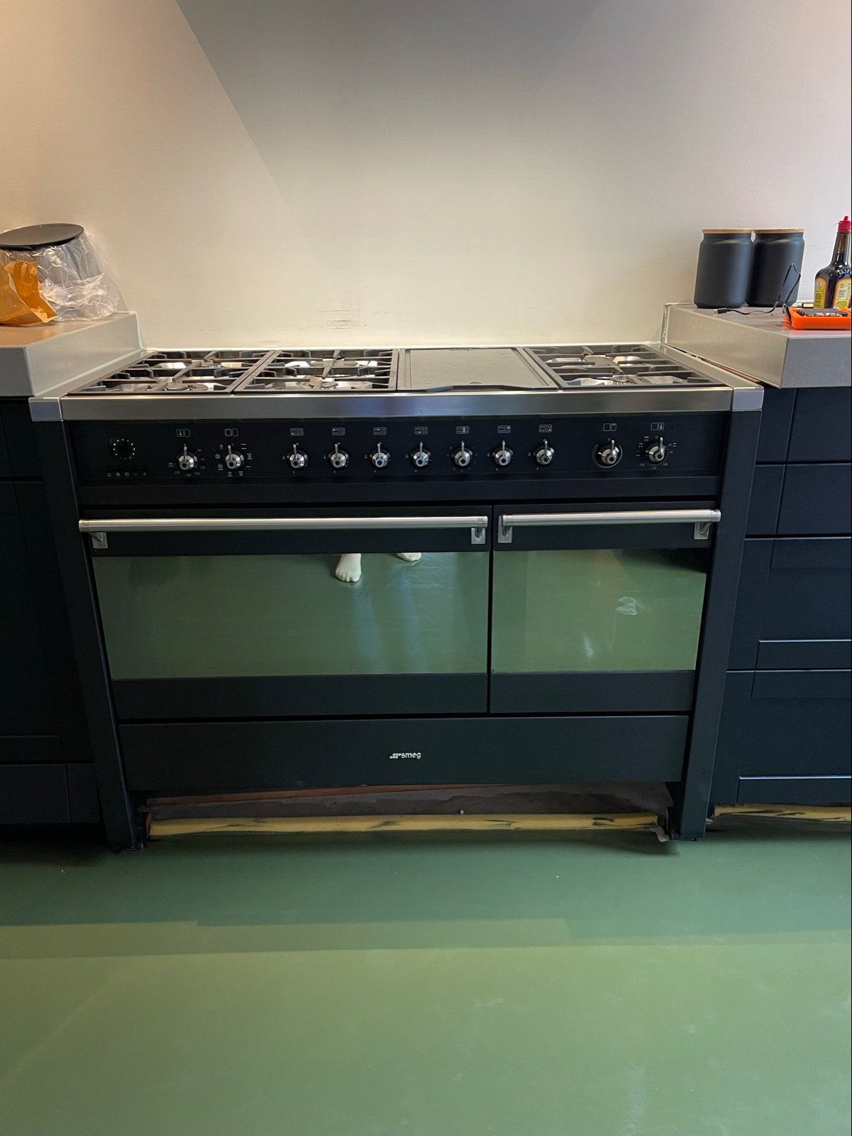 SMEG Opera Fornuis 120cm Zwart - 6 Gasbranders, 2 Ovens, Witgoed en Apparatuur, Ophalen, Gebruikt, 60 cm of meer, Grill