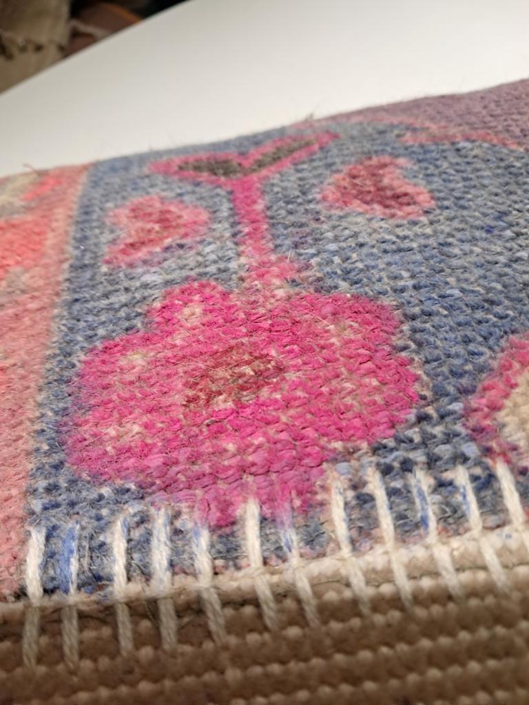 Vintage Kelim Kussen 40x40 cm - Geel, Paars, Roze, Huis en Inrichting, Woonaccessoires | Kussens, Ophalen of Verzenden, Gebruikt