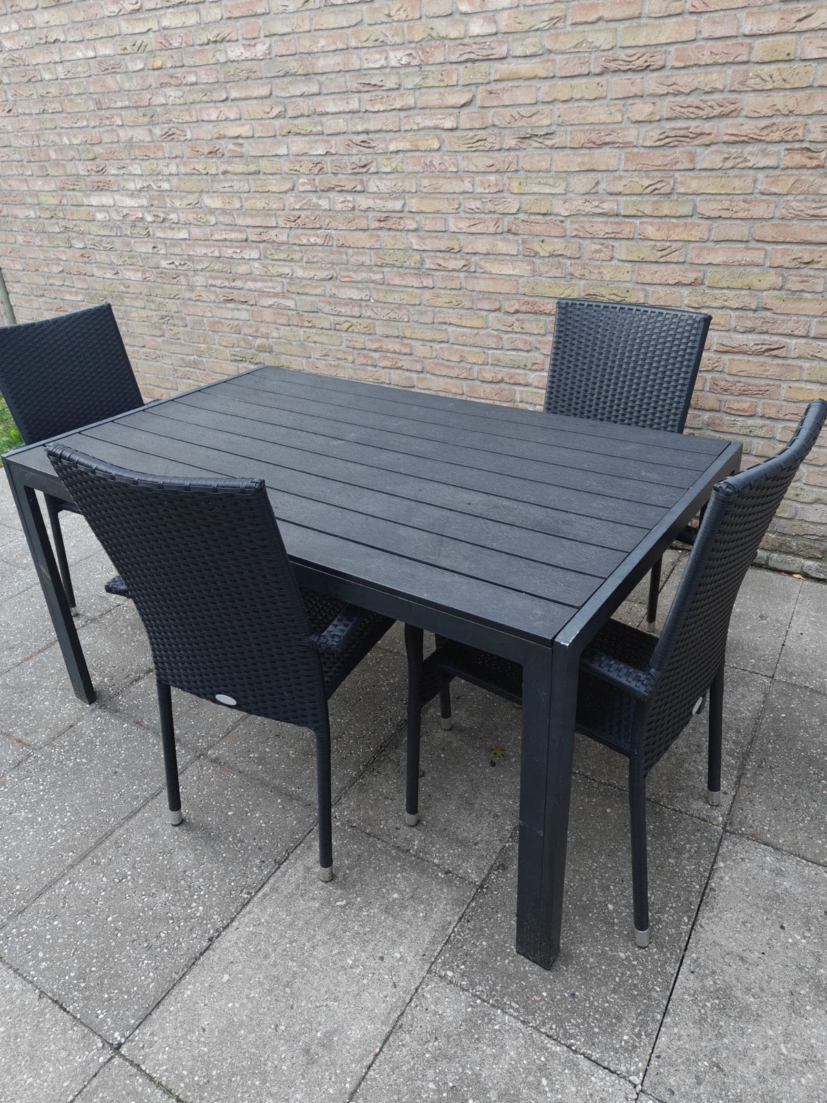 Jutlandia tuinset met 4 stoelen, rotan zwart, Ophalen, 4 zitplaatsen, Eettafel, Rotan