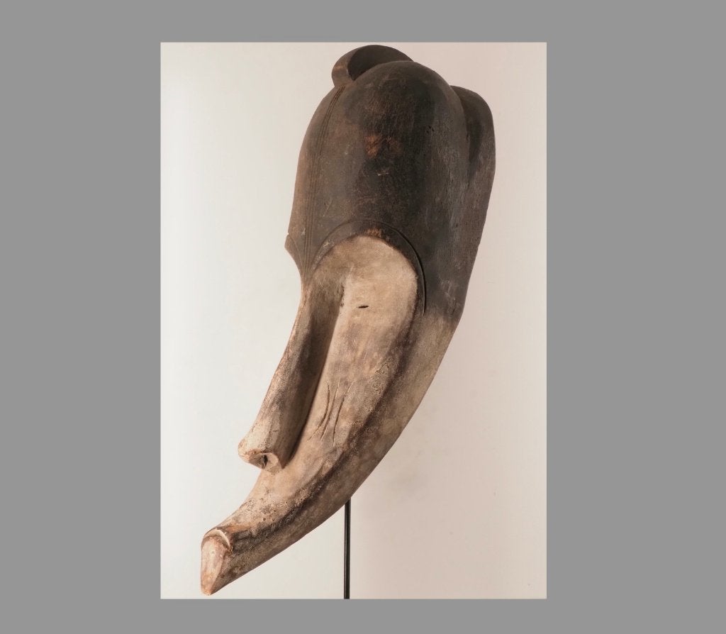 57 cm groot wit Fang masker Gabon (251015-09), Hout, Afrika, Masker, Ophalen of Verzenden