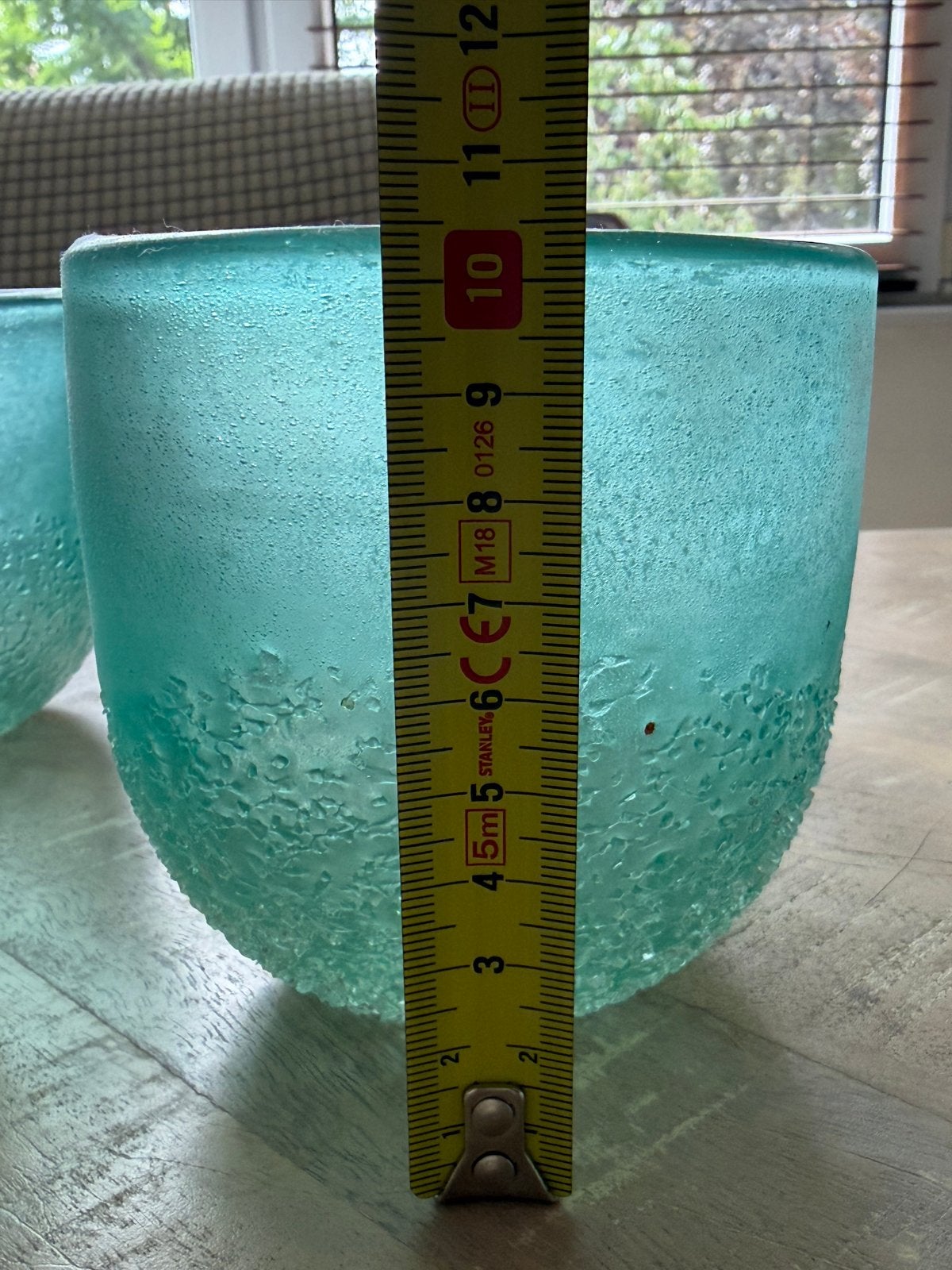 Set van 4 turquoise glazen waxinelichthouders, Huis en Inrichting, 10 cm, Blauw, Waxinelichthouder, Ophalen of Verzenden