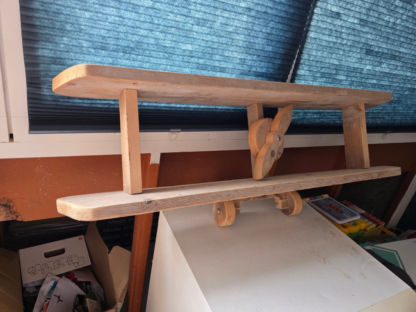 leuke steiger houten wandplank vliegtuig! +-110 cm breed, Ophalen of Verzenden, Zo goed als nieuw