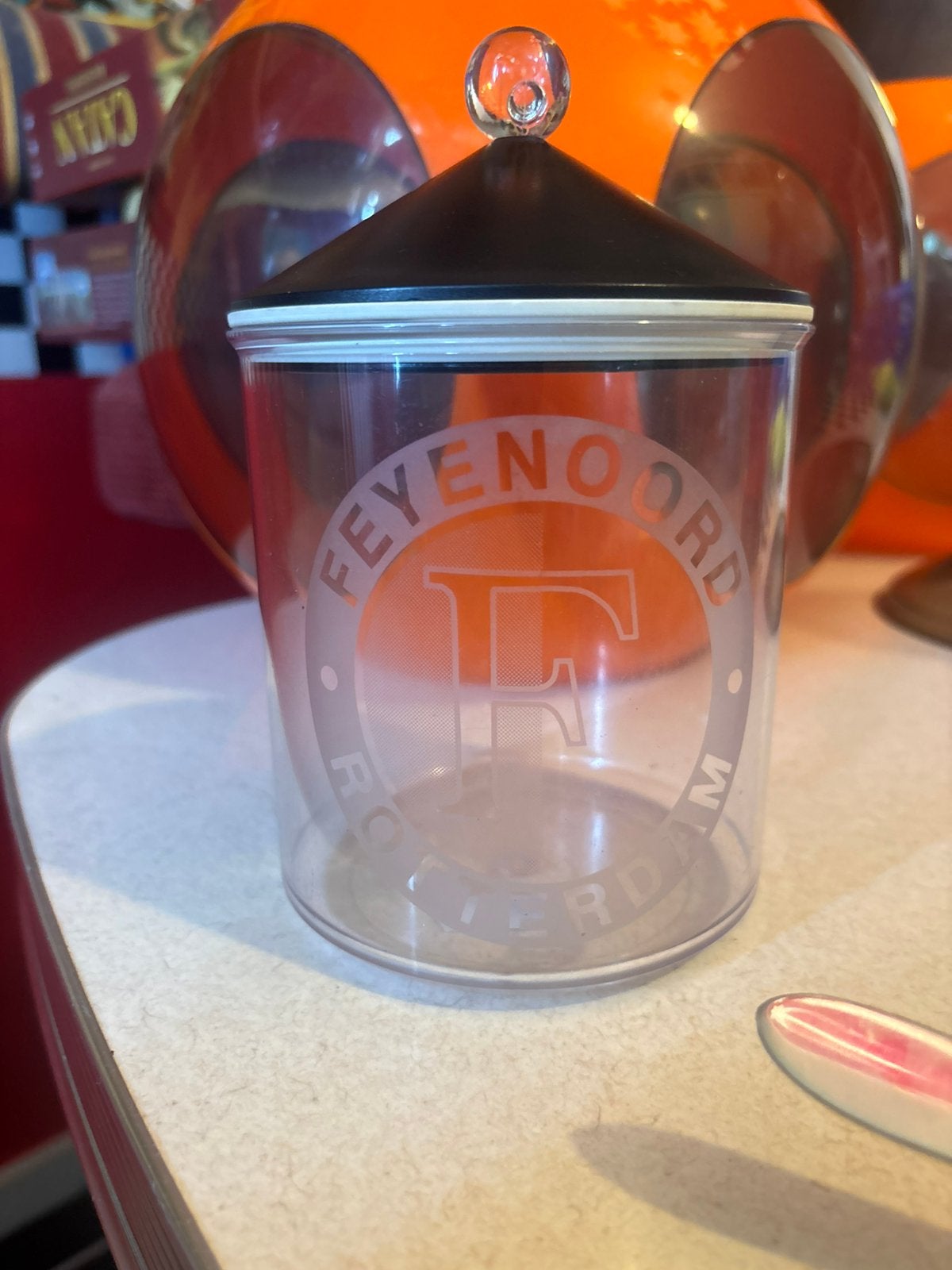Vintage voorraadpot Feyenoord, Ophalen of Verzenden, Huis en Inrichting