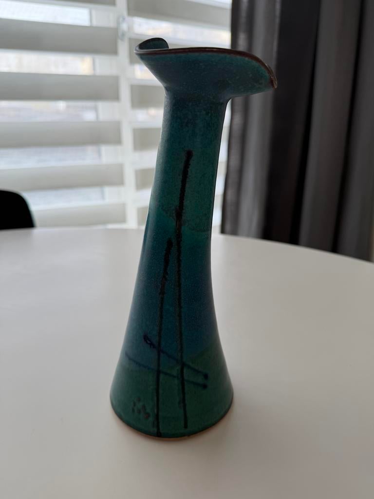 Søholm Keramik handgemaakte keramische vaas, groen/blauw, Ophalen of Verzenden