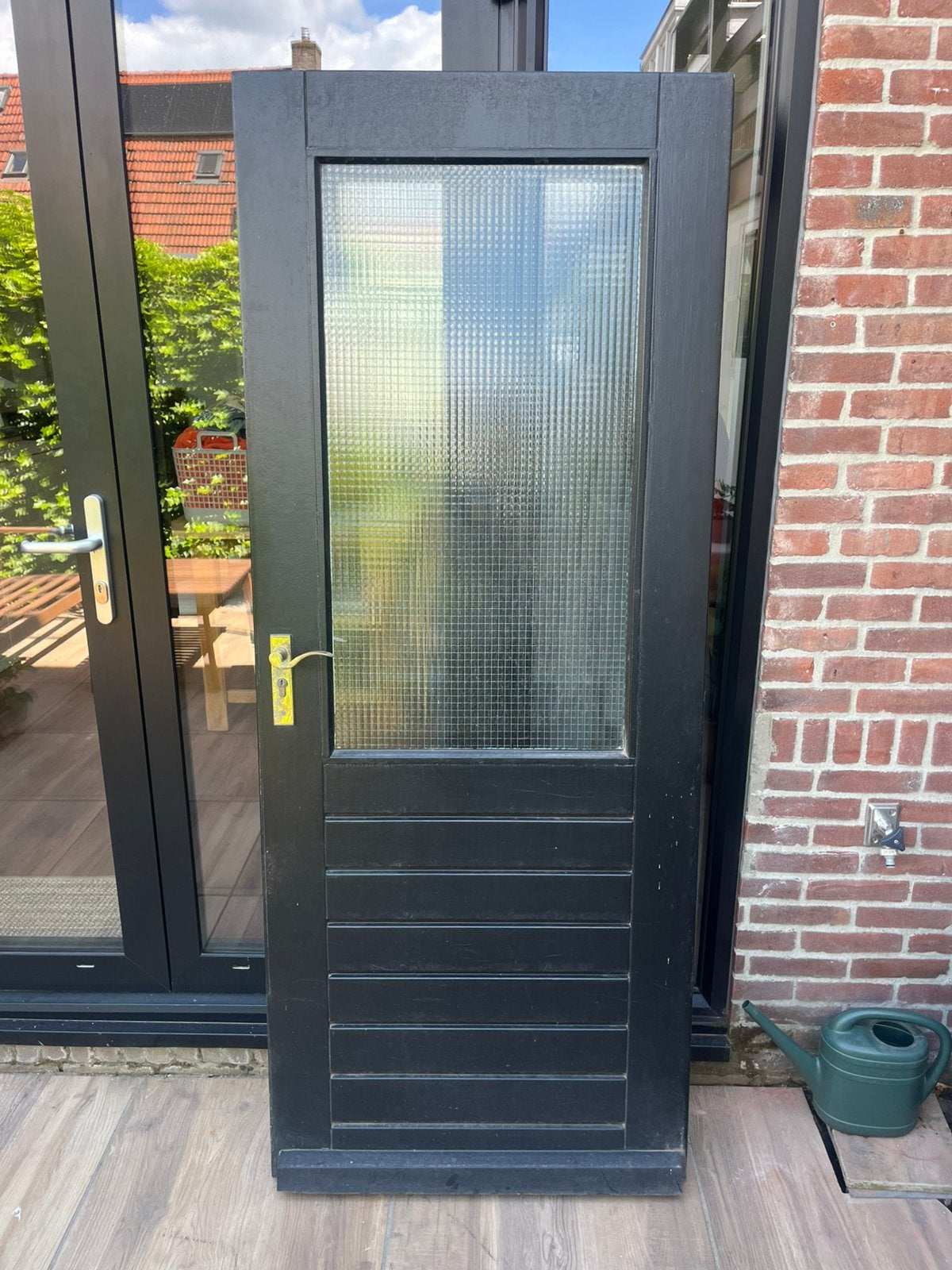 Buitendeur hardhout te koop, Doe-het-zelf en Verbouw, Ophalen, Zo goed als nieuw, Buitendeur, 200 tot 215 cm