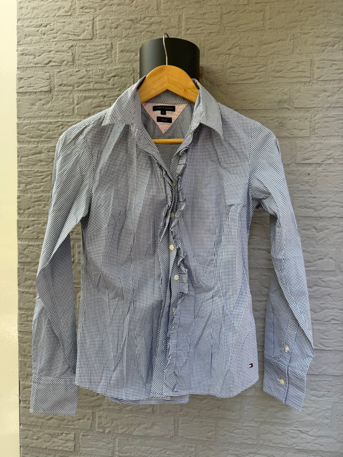 Tommy Hilfiger Blouse met Ruches - Maat 36 (S), Ophalen of Verzenden, Zo goed als nieuw, Maat 36 (S), Blauw