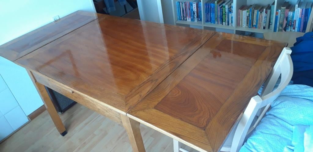 Originele Piet Zwart / Bruynzeel uitschuiftafel, Huis en Inrichting, Ophalen, Gebruikt, 50 tot 100 cm, 150 tot 200 cm