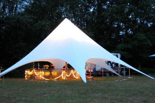 Chique Exclusieve Stertent Starflex. Starshade 14x14m. Wit, Tuin en Terras, Ophalen of Verzenden, Nieuw, 8 meter of meer, Stertent