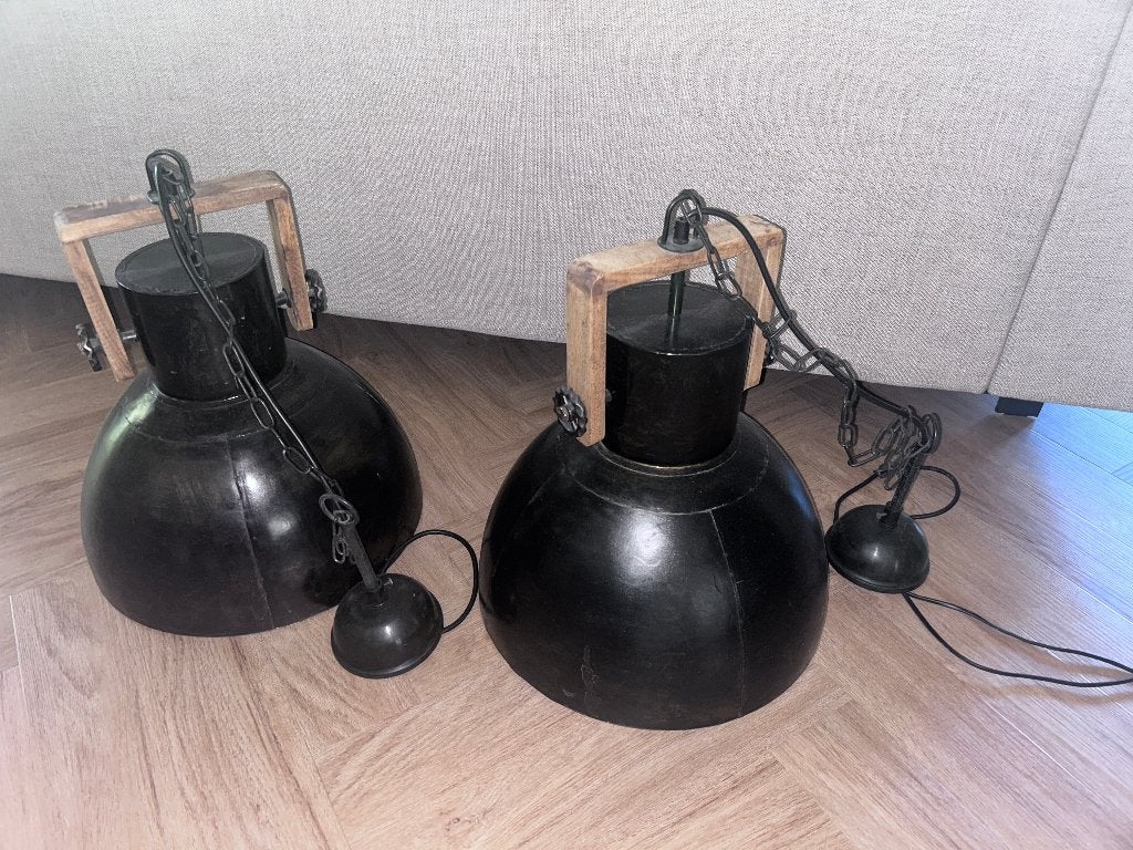 2 stuks kwaliteits hanglampen voor bijv. boven de eettafel, Ophalen, Rustiek / vintage, E27 (groot), Zo goed als nieuw