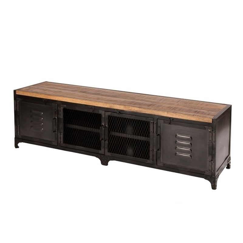 TV Meubel Industrieel Dressoir TV Kast van Mango en Metaal, Overige houtsoorten, Info@dehanzeherten.nl, De Hanze Herten BV, 150 tot 200 cm