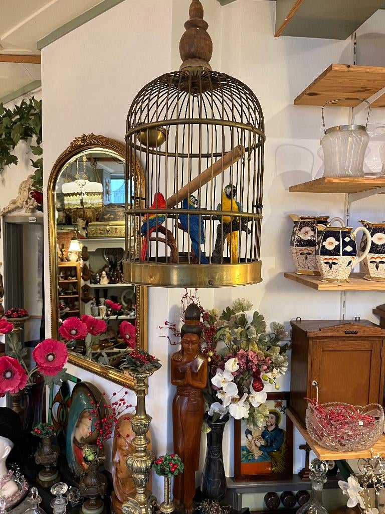 Grote koperen vogelkooi, Antiek en Kunst, Curiosa en Brocante, Ophalen