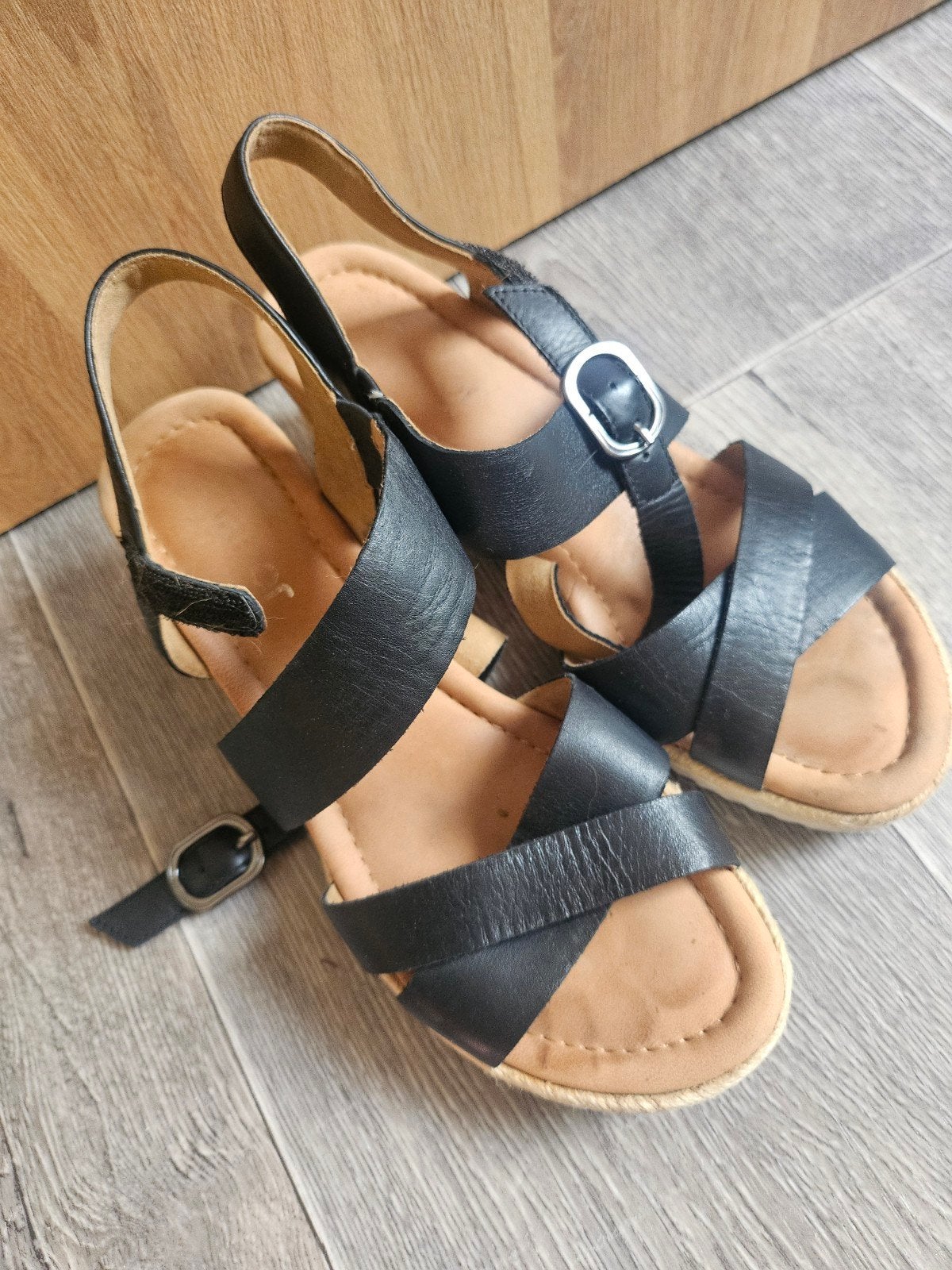 Gabor zwarte sandalen met sleehak - Maat 38, Ophalen of Verzenden