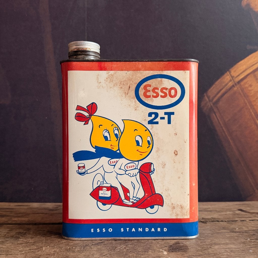 1960 Esso Motor Oil 2-T olieblik Vespa olie blik, Ophalen of Verzenden, Gebruikt, Overige
