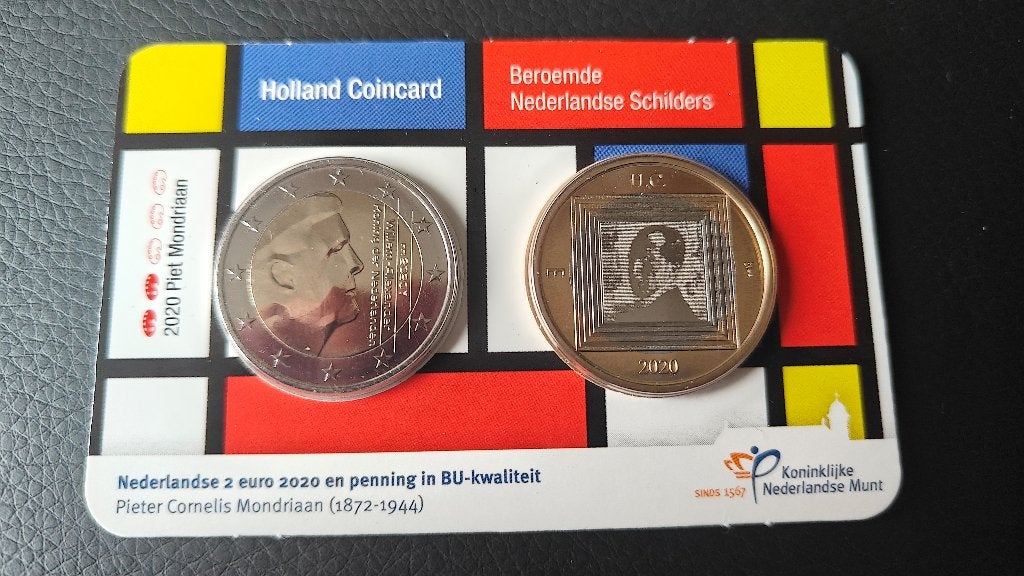 Holland CoinCard - Beroemde Schilders - PC Mondriaan 2020, Postzegels en Munten, Ophalen of Verzenden, Koningin Beatrix, Euro's