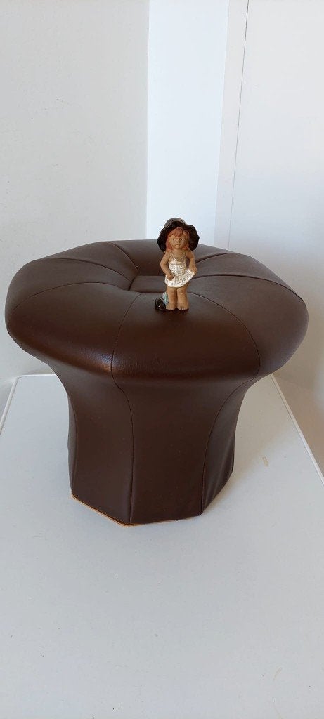 Vintage Jaren 70 Mushroom Poef • Bruin  • Space Age, Overige materialen, Eu, Eu, Ophalen of Verzenden