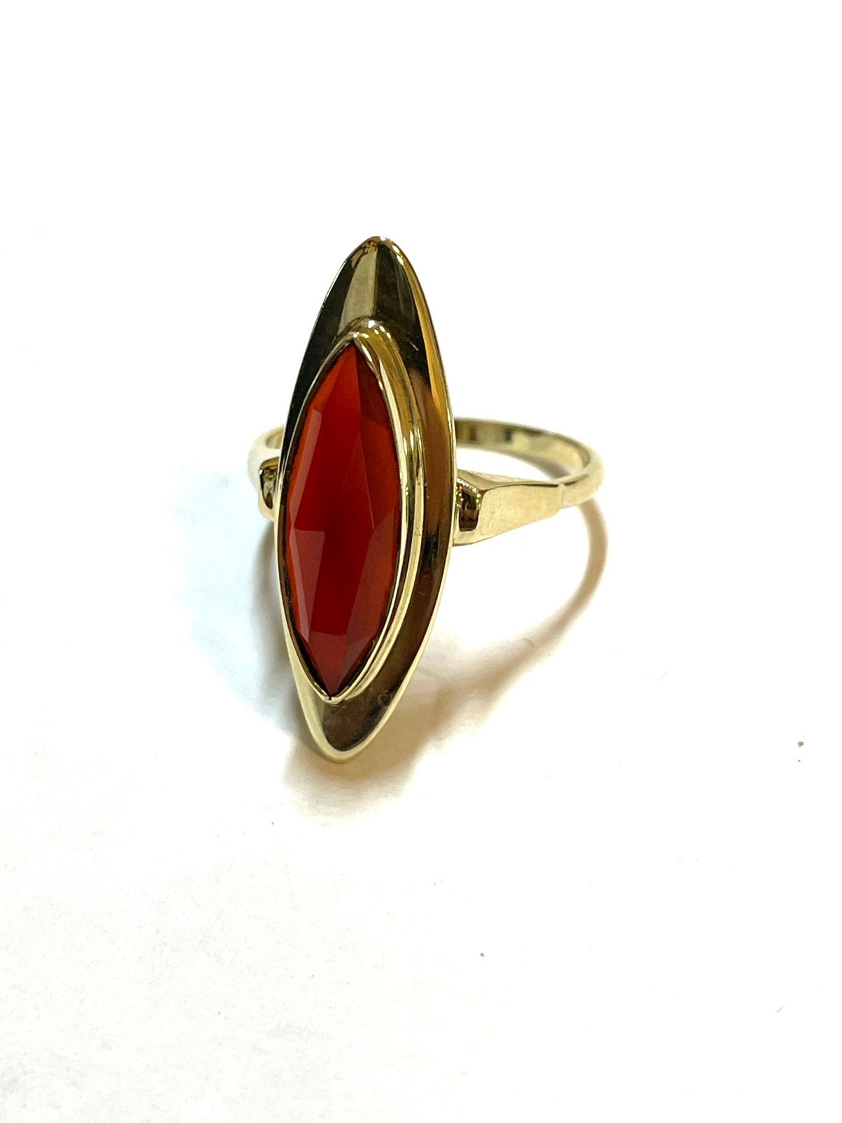 14k gouden ring met carneool, -, -, Ophalen of Verzenden, Zo goed als nieuw