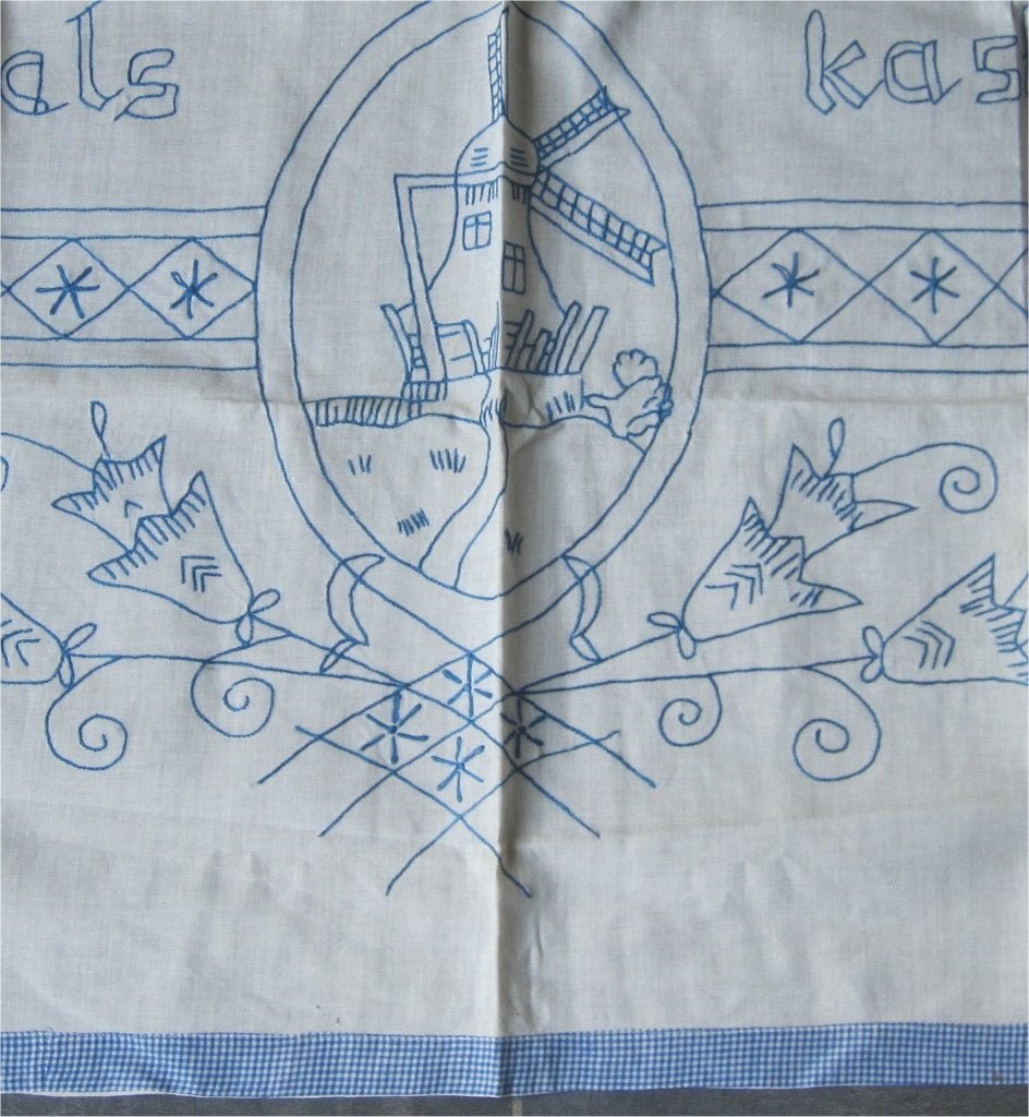 Antiek wandkleed (begin 1900) 'Bouwt huizen als Kasteelen', Antiek en Kunst, Ophalen of Verzenden