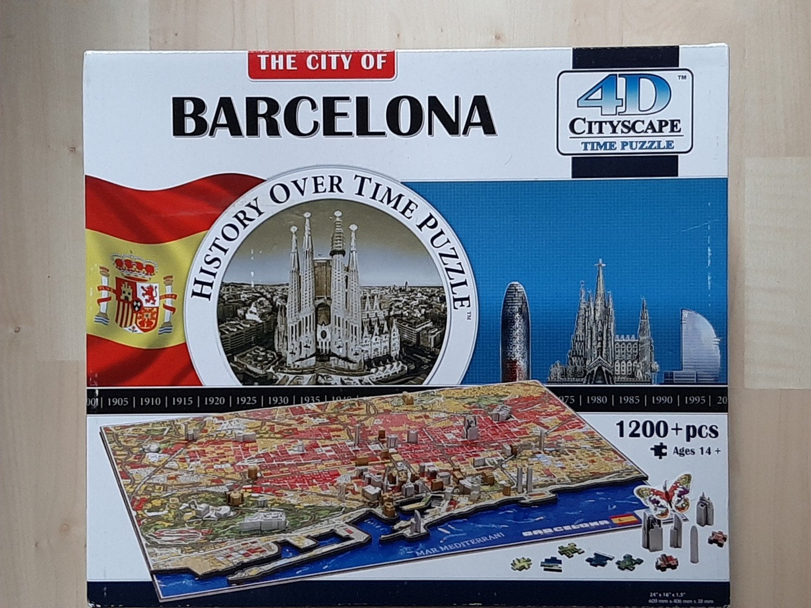4D Cityscape Time Puzzle Barcelona - 1200+ stukjes, Ophalen of Verzenden, 500 t/m 1500 stukjes, Zo goed als nieuw, Legpuzzel