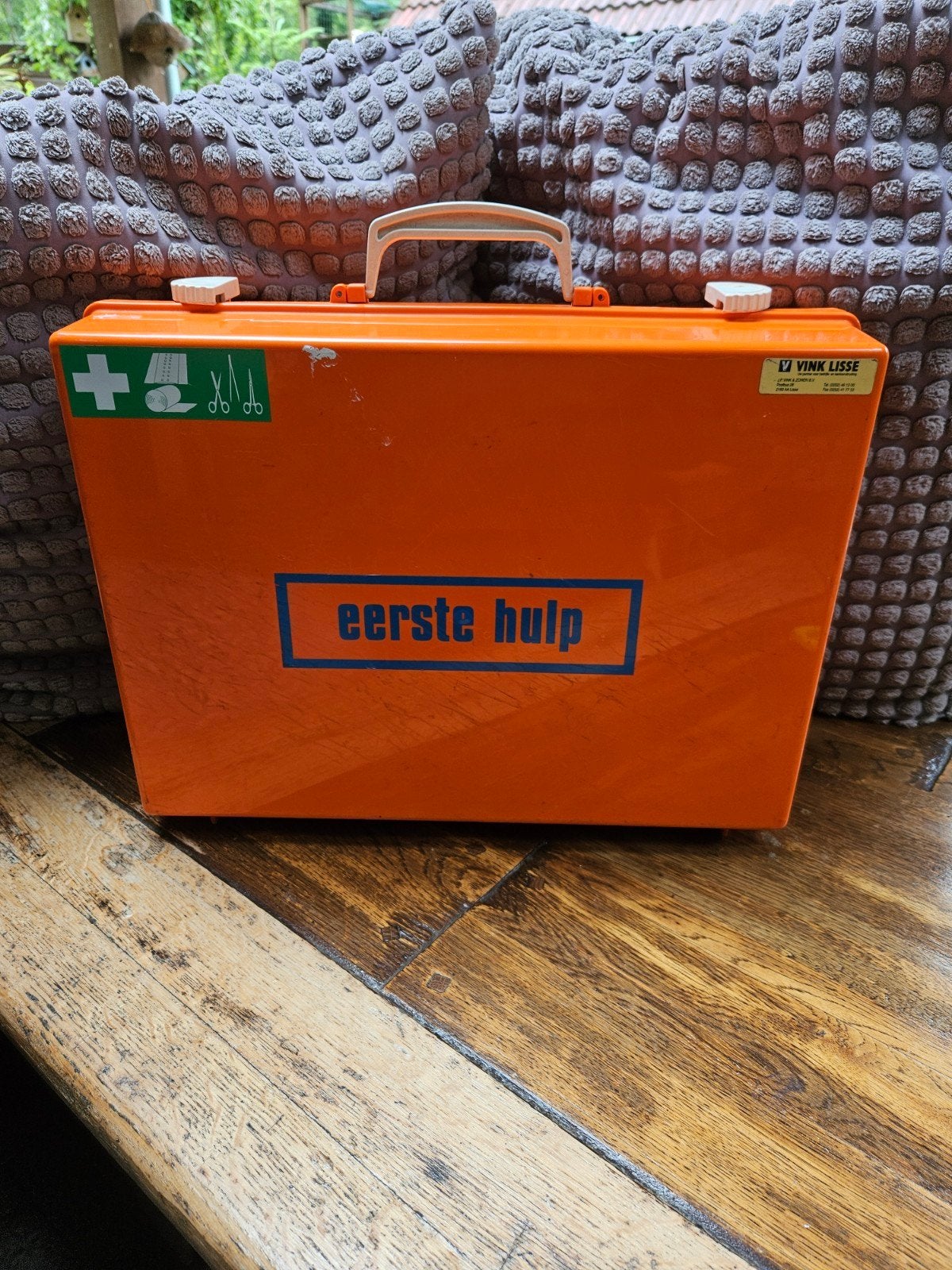 Vintage kunststof EHBO koffer/retro eerste hulp koffer, Ophalen of Verzenden