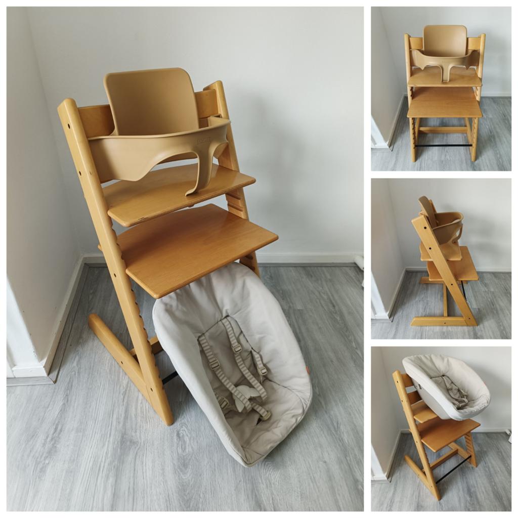 Stokke Tripp Trapp naturel met babyset en newbornset, Kinderen en Baby's, Kinderstoelen, Ophalen of Verzenden, Zo goed als nieuw
