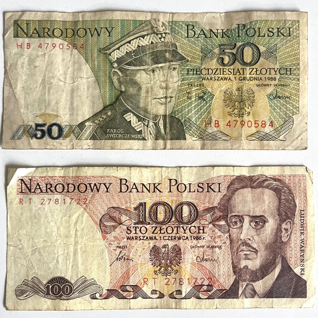 Poolse bankbiljetten van 50 en 100 Zloty (gebruikt), Verzenden, Polen, Los biljet