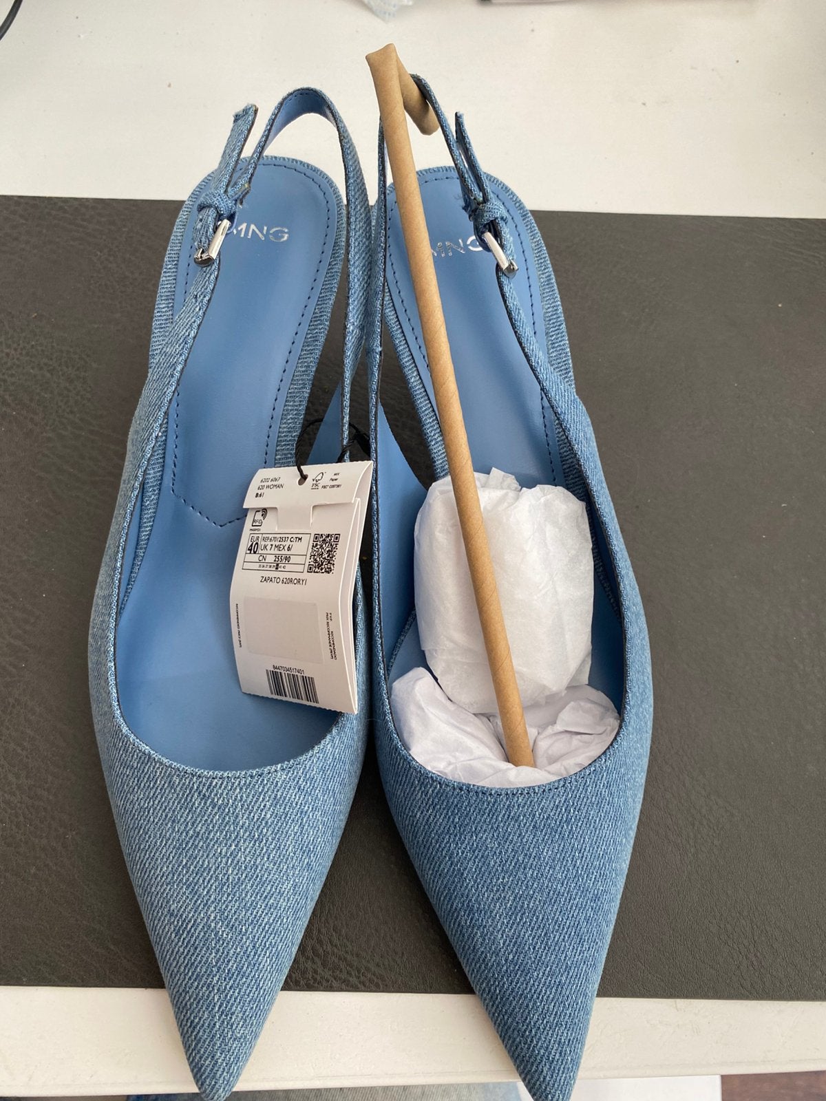 Slingbacks met hakje van Mango, jeansstof, Pumps, Blauw, Nieuw, Ophalen of Verzenden