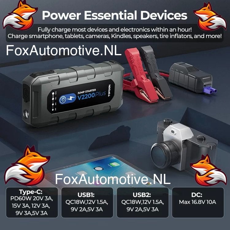 TOPDON V2200Plus – Starthulp + 12V batterijtester in één, Ophalen of Verzenden