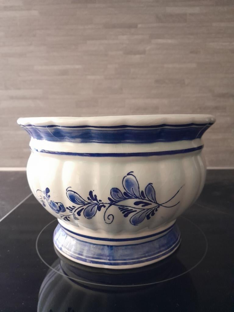 Delfts Blauw Handgeschilderde Bloempot, Ophalen