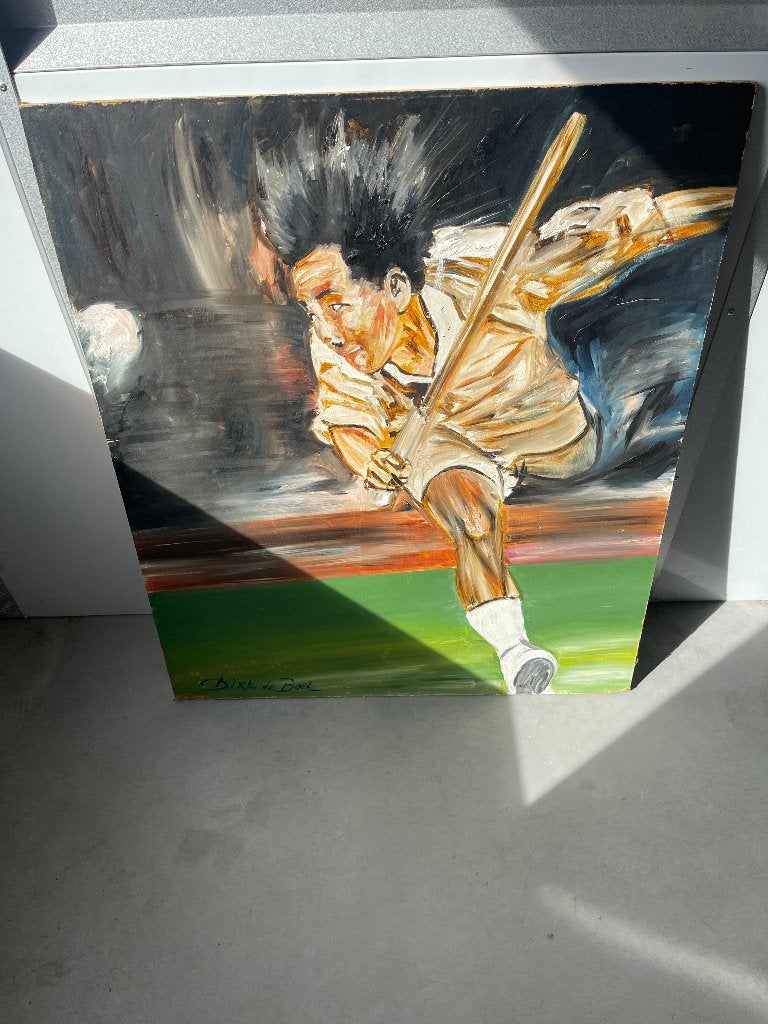 Schilderij Dirk de Boer Sport tennis Michael Chang 80s, Ophalen, Portret of Personen, Overige ondergronden, Gesigneerd