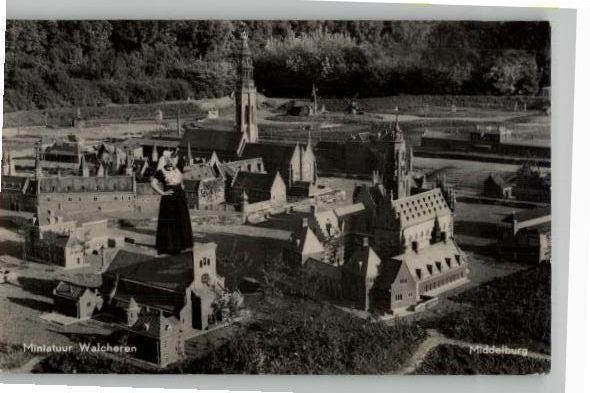 4 mooie kaarten Miniatuur Walcheren st jaren 50, Ophalen of Verzenden, 1940 tot 1960, Gelopen, Zeeland