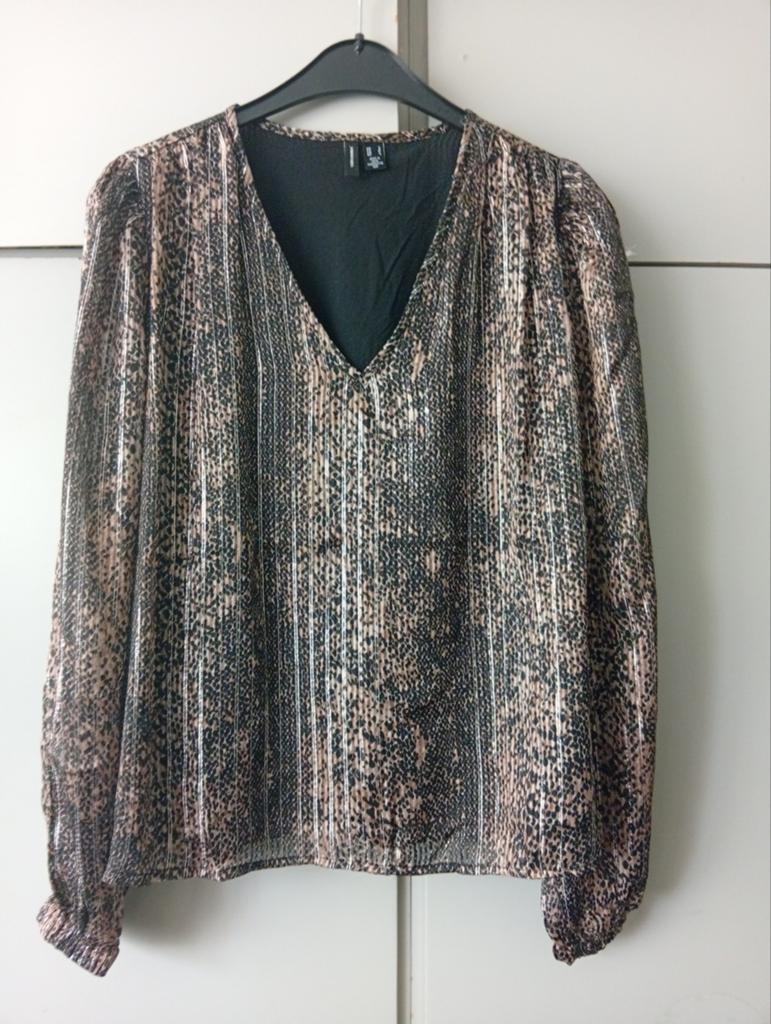 BLOUSE Bruintinten en goud mt S, Bruin, Vero Moda, Nieuw, Ophalen of Verzenden