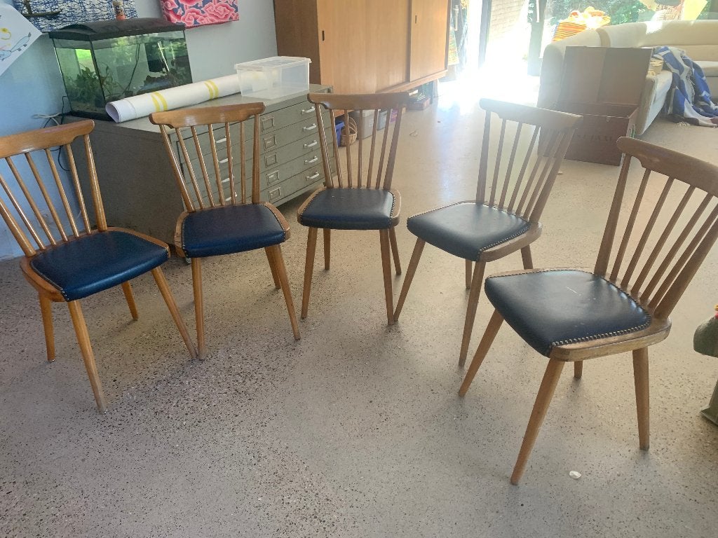 6 vintage keukenstoelen, Huis en Inrichting, Stoelen, Ophalen, Gebruikt, Bruin, Vijf, Zes of meer stoelen