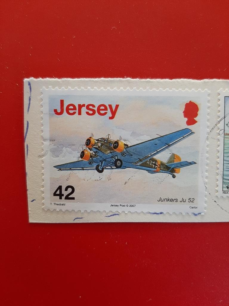 Jersey, transportvliegtuig Junkers Ju 52, Verzenden, Overige landen, Gestempeld