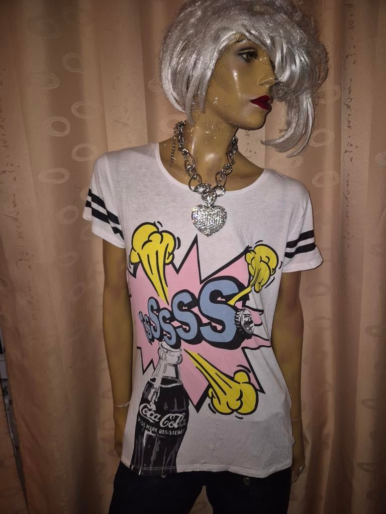 Wit T-shirt met Coca-Cola print maat M zgan, Kleding | Dames, Maat 38/40 (M), Overige kleuren, Ophalen of Verzenden, Zo goed als nieuw