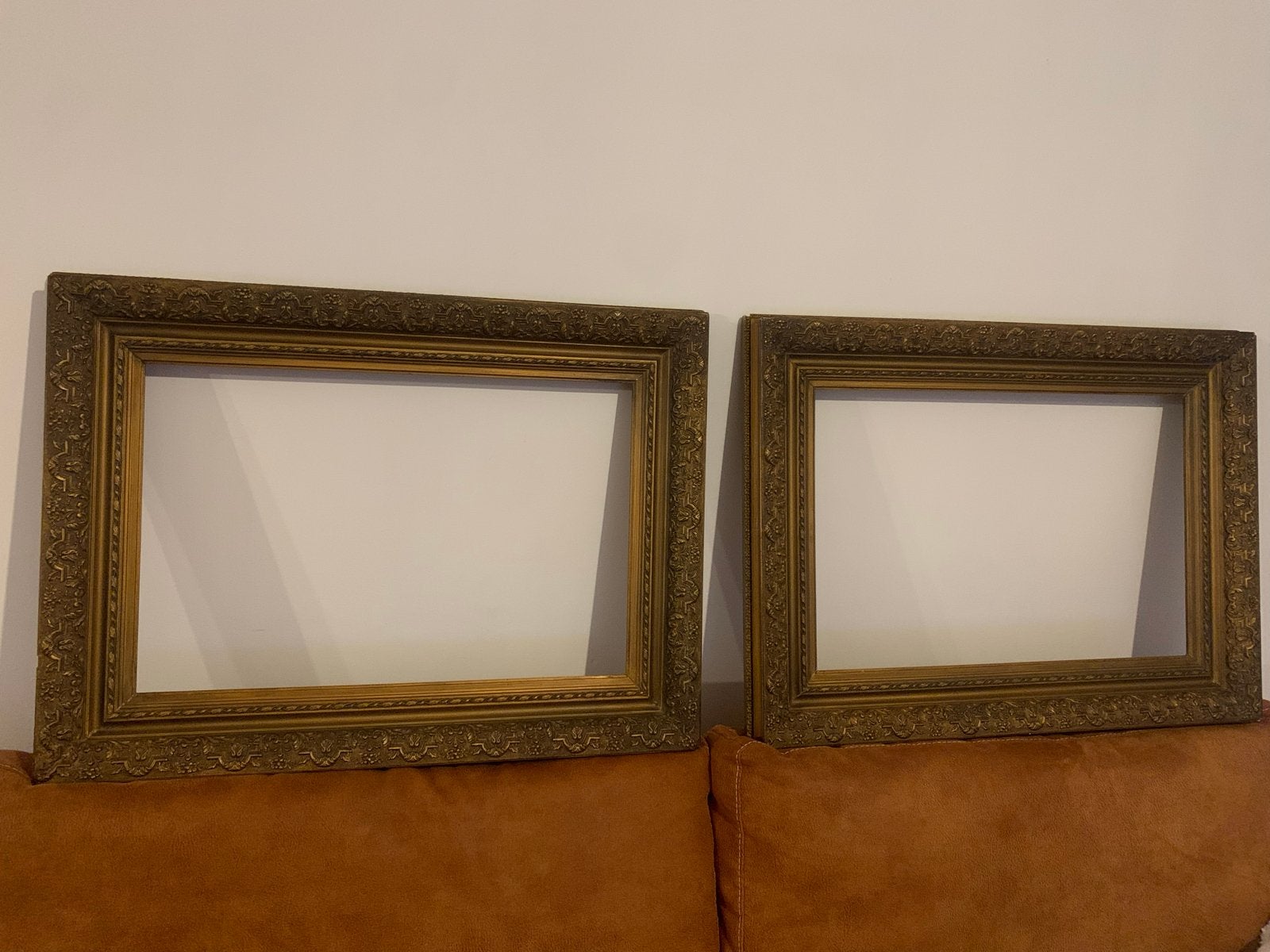 Set van 2 Antieke Gouden Schilderijlijsten - Barok Stijl, Ophalen, 79 cm, Schilderijlijst, Met sierrand
